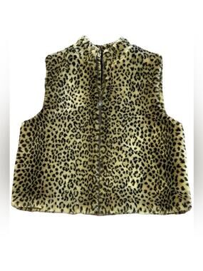 Preston & York Leopard Faux Fur Full Zipper Vest in Womens Large